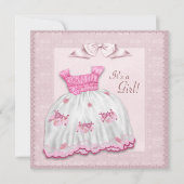 Roze en witte jurk Baby shower Kaart (Voorkant)