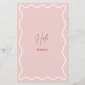 Roze en witte kaart met het menu Rand van de Wavy  (Achterkant)