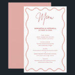 Roze en witte kaart van de Rand van de Wavy<br><div class="desc">Deze moderne menukaart is ontworpen om te coördineren met ons Collectie Wavy Border en biedt de trendy en populaire golvende rand in roze kleur op witte achtergrond. Als u de aandacht van uw gast met een pop van kleur op uw trendy uitnodiging wilt vangen, is deze reeks perfect voor u....</div>