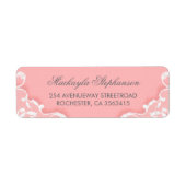 Roze en Witte Kant Bruiloft Etiket (Voorkant)