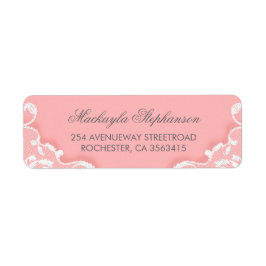 Roze en Witte Kant Bruiloft Etiket