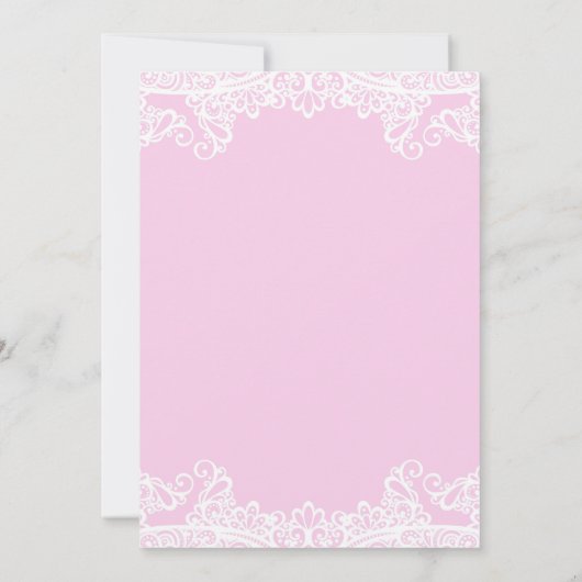 Roze en witte kant Elegant Quinceañera Kaart (Achterkant)