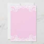 Roze en witte kant Elegant Sweet 16 Party Kaart (Achterkant)