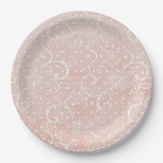  roze en witte kant Shabby Chic Paper Bord (Voorkant)