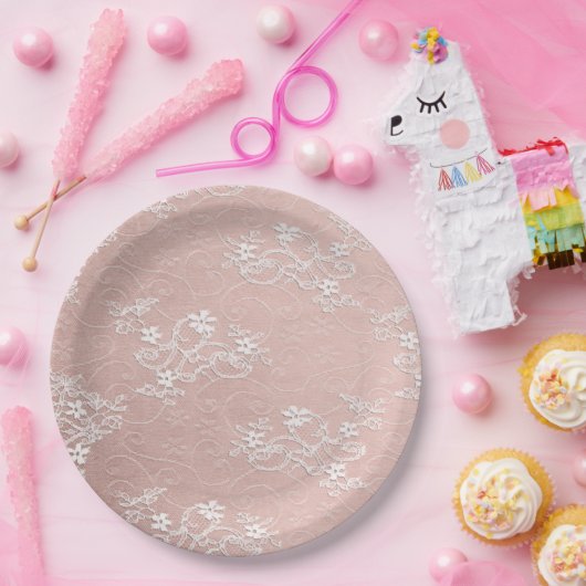 Roze en witte kant Shabby Chic Paper Bord (Feest)