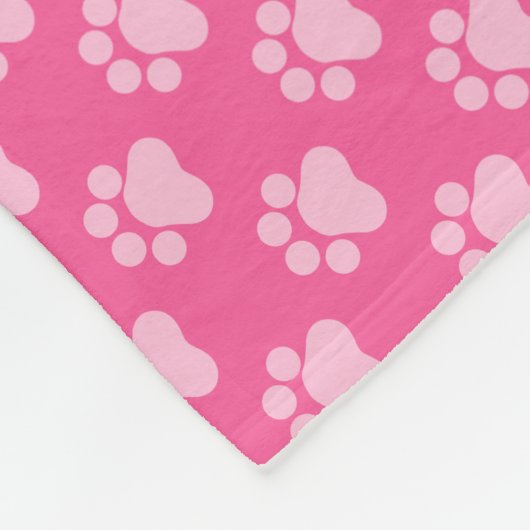 Roze en witte kat poten met aangepaste naam fleece deken (Hoek)