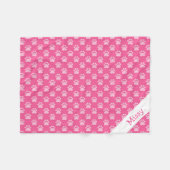 Roze en witte kattenpoten met aangepaste naam fleece deken (Voorkant (Horizontaal))