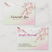 Roze en witte kersenbloesem natuurlijke spa visitekaartje (Voorkant / Achterkant)