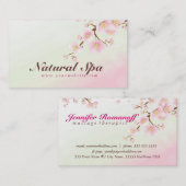 Roze en witte kersenbloesem natuurlijke spa visitekaartje (Voorkant / Achterkant)