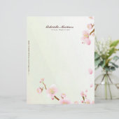 Roze en witte kersenbloesem ontwerp briefhoofd sjabloon (Staand voorkant)