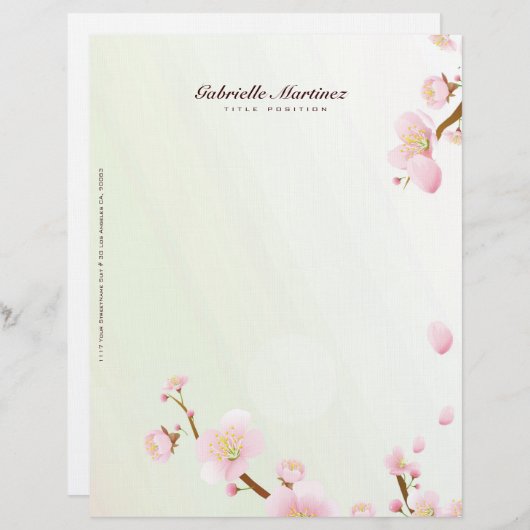 Roze en witte kersenbloesem ontwerp briefhoofd sjabloon (Voorkant / Achterkant)