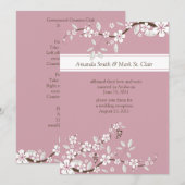 Roze en witte kersenbloesems na de bruiloft kaart (Voorkant / Achterkant)