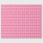 Roze en witte kerst Fair Isle Patroon Cadeaupapier (Vlak)