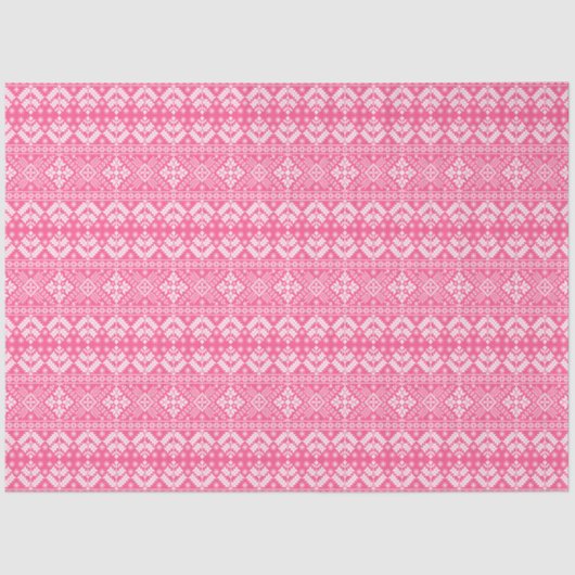 Roze en witte kerst Fair Isle Patroon Tissuepapier (Voorkant)