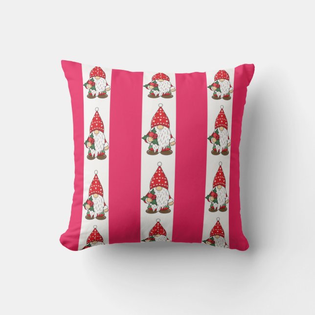 Roze en witte kerst-koepelpatroon kussen (Voorkant)