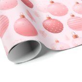 Roze en Witte Kerst Ornamente Kerst Cadeaupapier (Rol Hoek)