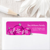 Roze en witte kerst Sneeuwvlok Ornamenten Etiket (Insitu)