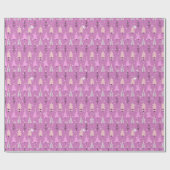 Roze en Witte Kerstbomen Groene Kerstmis Cadeaupapier (Vlak)