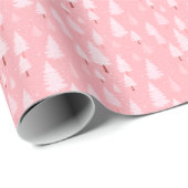 Roze en Witte Kerstbomen Kerstmis Cadeaupapier (Rol Hoek)