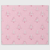 Roze en witte kerstboom cadeaupapier (Vlak)