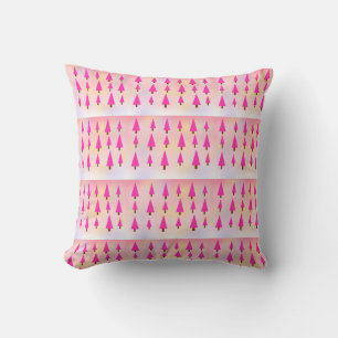 Roze en Witte Kerstboom Patroon Kussen
