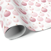 Roze en Witte Kerstornamenten Kerst Cadeaupapier (Rol Hoek)