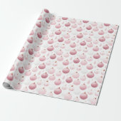 Roze en Witte Kerstornamenten Kerst Cadeaupapier (Uitgerold)
