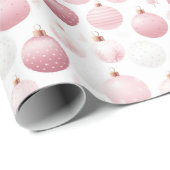 Roze en Witte Kerstornamenten Kerst Cadeaupapier (Rol Hoek)