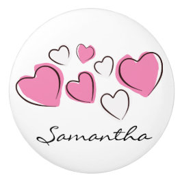 Roze en witte ketterij Harten Keramische schedel o Keramische Knop