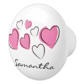 Roze en witte ketterij Harten Keramische schedel o Keramische Knop (Rechts)