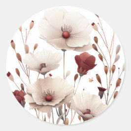 Roze en witte klaproos Stickers
