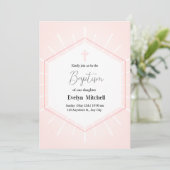 Roze en Witte Klasse Delicate doop Kaart (Staand voorkant)