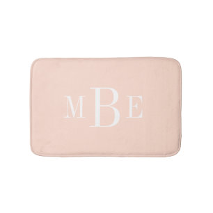 Roze en Witte Klassieke 3 Letter Monogram Badmat