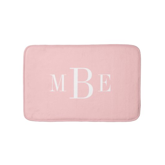 Roze en Witte Klassieke 3 Letter Monogram Badmat (Voorkant)