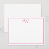 roze en witte, klassieke, minimalistische platte b briefkaart (Voorkant / Achterkant)