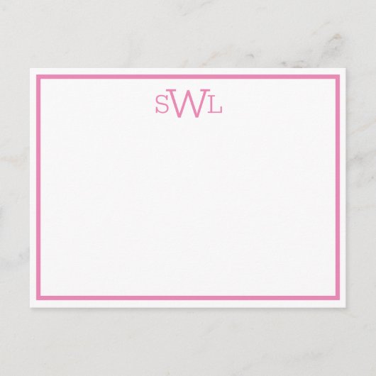 roze en witte, klassieke, minimalistische platte b briefkaart (Voorkant)