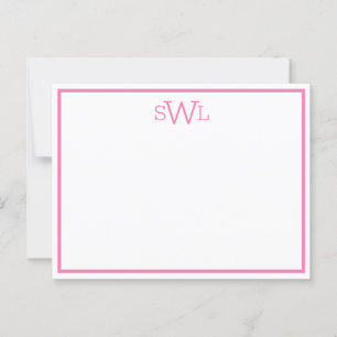 roze en witte, klassieke, minimalistische platte b briefkaart