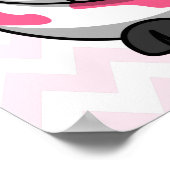 Roze en witte koe met Chevron-patroon Poster (Hoek)