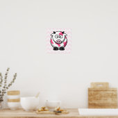 Roze en witte Koe met Chevron Pattern Poster (Keuken)