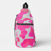 Roze en witte Koe Print Sling Bag (Voorkant)