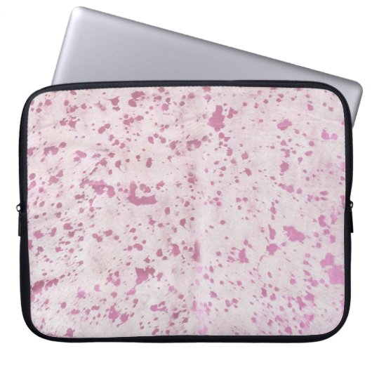 Roze en witte Koeienhuid Western land Laptop Sleeve (Voorkant)