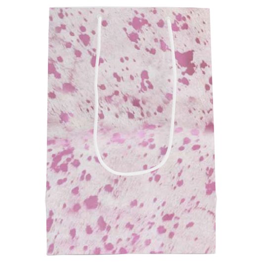 Roze en witte Koeienhuid Western land Medium Cadeauzakje (Achterkant)