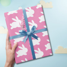 Roze en witte konijn pasen cadeauverpakkings papie