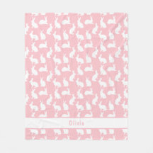 Roze en Witte Konijnenpatroon met Naam