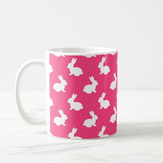 Roze en witte konijntjes koffie Mok (Links)