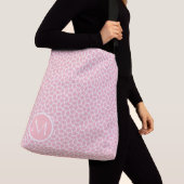 Roze en witte kooien Aangepast monogram Crossbody Tas (Dichtbij)