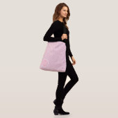 Roze en witte kooien Aangepast monogram Crossbody Tas (Op model)