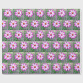 Roze en witte kosmos bloem cadeaupapier (Vlak)