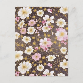 Roze en witte kosmos Chiyogami Briefkaart