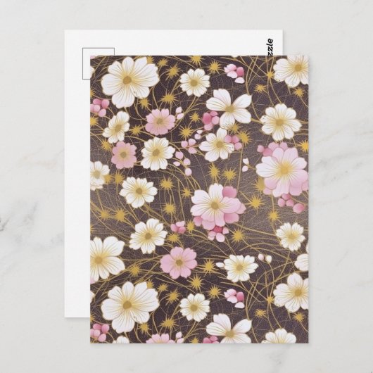 Roze en witte kosmos Chiyogami Briefkaart (Voorkant / Achterkant)